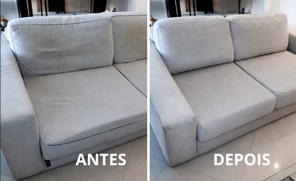 Antes e depois sofá