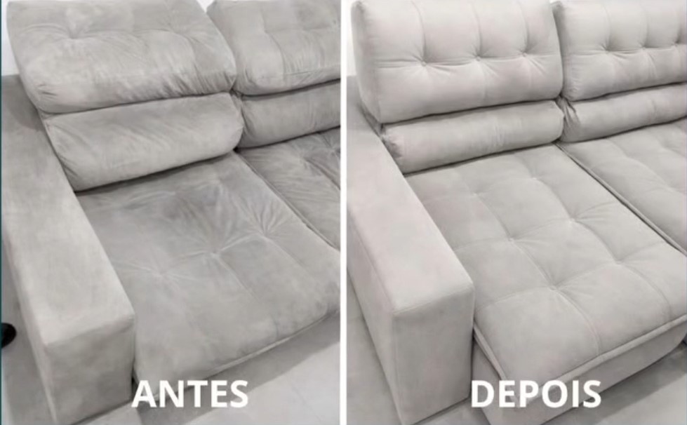 Antes e depois sofá